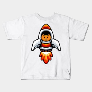 Cat With Rocket Space Kids T-Shirt